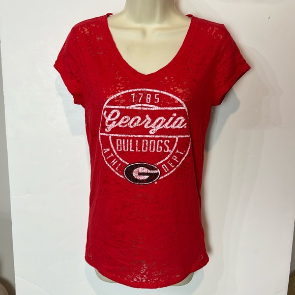 Georgia GA Bulldogs Semi Sheer Red T Shirt, Jr Lg - Picture 1 of 4